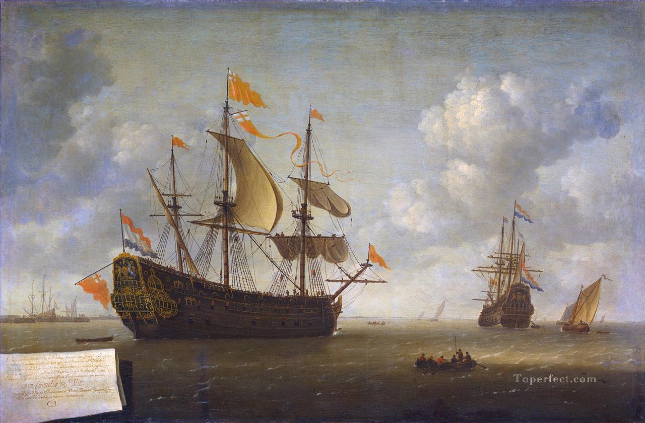 ジェロニムス ファン ディースト II ロイヤル チャールズ軍艦の海軍司令官油絵